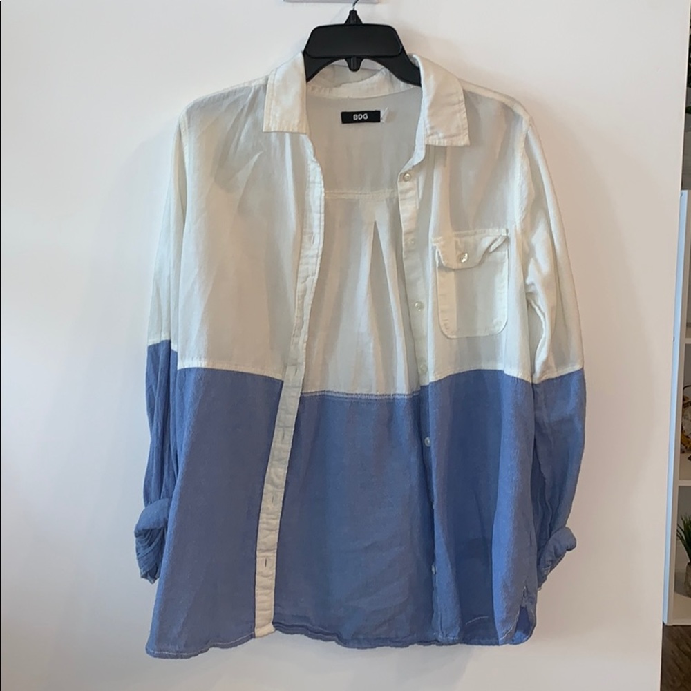 Blue and white button down